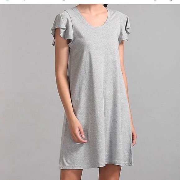 NWT New GAP Flutter Ruffle Cap Sleeve Dress Sundress Heather Gray S - Picture 1 of 4